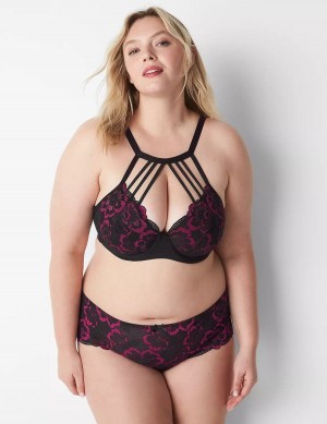 Women Lane Bryant High-Neck Lightly Lined Balconette Bra Black | NXA613CT