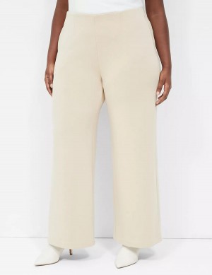 Women Lane Bryant Journey Knit High-Rise Wide Leg Pants Khaki | AFM4939QV