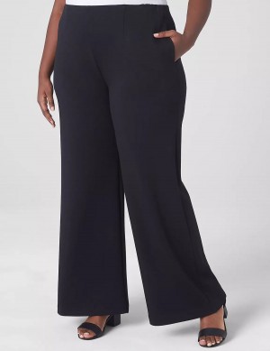 Women Lane Bryant Journey Knit High-Rise Wide Leg Pants Black | QGE8441GT