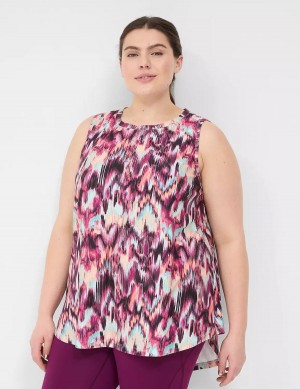 Women Lane Bryant LIVI Crew-Neck V-Back Recycled LIVI Soft Tank Top Red Multicolor | RPI7672EF