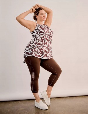 Women Lane Bryant LIVI Crew-Neck V-Back Recycled LIVI Soft Tank Top Brown | EAO4043ZP
