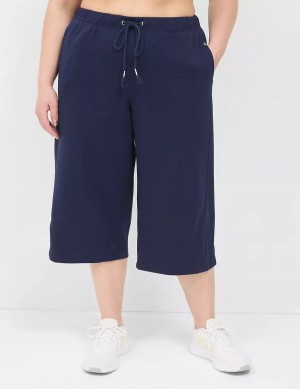Women Lane Bryant LIVI French Terry Relaxed Straight Capri Pants Navy | XST7771DG