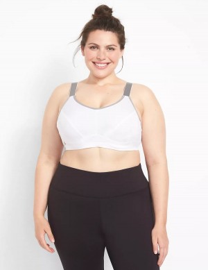 Women Lane Bryant LIVI High-Impact Wicking Underwire Sports Bra White | QBQ2044XD