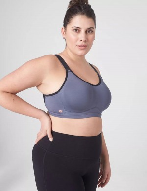 Women Lane Bryant LIVI High-Impact Wicking Underwire Sports Bra Grey Black | PLZ4875BT