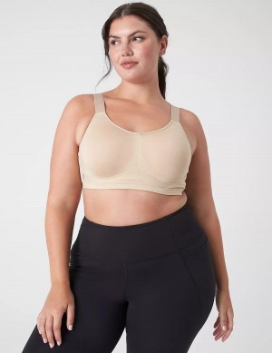 Women Lane Bryant LIVI High-Impact Wicking Underwire Sports Bra Beige | PYU2759KZ