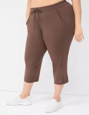 Women Lane Bryant LIVI Knit Capri Pants Dark Brown | OFY5769ES