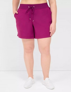 Women Lane Bryant LIVI Knit Shorts Dark Purple | WFA9741GZ