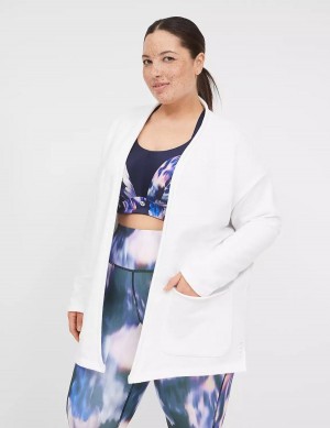 Women Lane Bryant LIVI Open-Front French Terry Overpiece Robe White | KKW4023KB