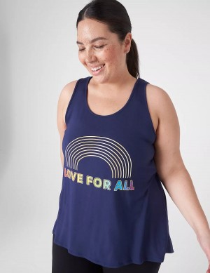 Women Lane Bryant LIVI Pride Cut-Out Back Tank Top Blue | YJB7126YA