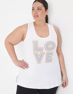 Women Lane Bryant LIVI Pride Racerback Tank Top White | TTZ6766VI