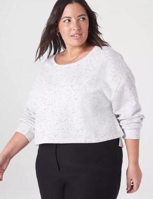 Women Lane Bryant LIVI Quilted Cropped Sweatshirts White Rose | NWC4735XL