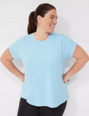 Women Lane Bryant LIVI Soft Crew-Neck Recycled Tee T Shirts Blue | ODF3581HM