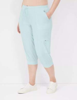 Women Lane Bryant LIVI Stretch Woven Capri Joggers Light Green | SPA766WY