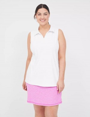 Women Lane Bryant LIVI V-Neck Recycled LIVI Soft Polo Tank Top White | UZC2257FT