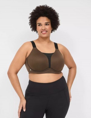 Women Lane Bryant LIVI Wireless Medium-Impact Wicking Sports Bra Dark Brown | ARH8817AN