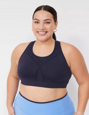Women Lane Bryant LIVI Wireless Medium-Impact Seamless Sports Bra Blue | VWQ245PN