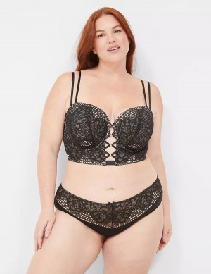 Women Lane Bryant Lace-Back Cheeky Panty Black | MUI7811FP