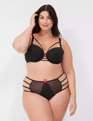 Women Lane Bryant Lace-Trim Lightly Lined Balconette Bra Black | LCM1789BI