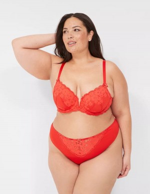 Women Lane Bryant Lace French Thong Panty Deep Red | XLS3782NX