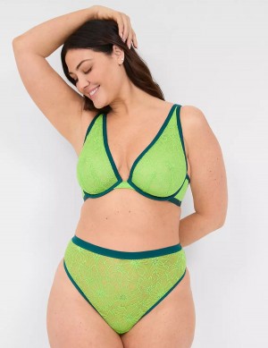Women Lane Bryant Lace Unlined High Apex Bralettes Green | HQW3412OM