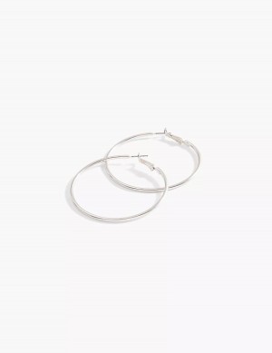 Women Lane Bryant Large Hoop Earrings Silver | DOW8319OD