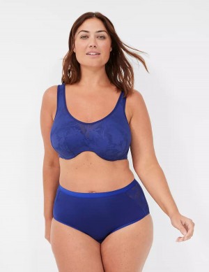 Women Lane Bryant Lightly Lined Full Coverage with Lace Overlay Bralettes Blue | NJV7847HF