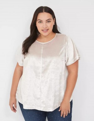 Women Lane Bryant Lurex Boatneck Swing Top T Shirts Grey | JJN485TV
