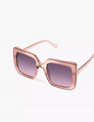 Women Lane Bryant Mauve With Goldtone Trim Square Sunglasses Purple | UWR1862MT