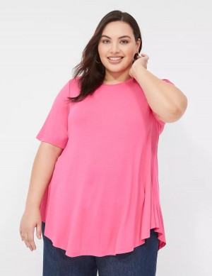Women Lane Bryant Max Swing Perfect Sleeve Crew-Neck Tee T Shirts Pink | FFA4322WX