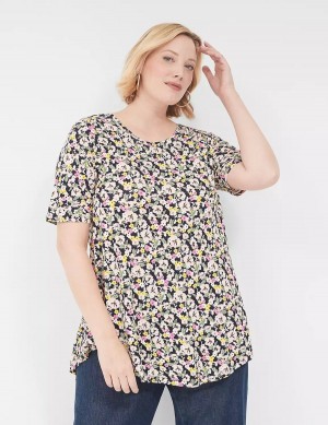Women Lane Bryant Max Swing Perfect Sleeve Crew-Neck Tee T Shirts Multicolor | KGF2265DJ