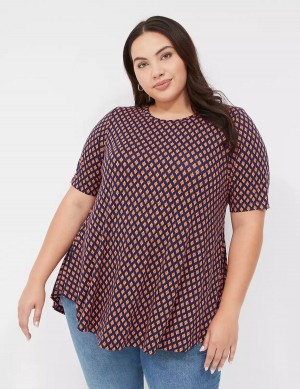 Women Lane Bryant Max Swing Perfect Sleeve Crew-Neck Tee T Shirts Coffee | KMY3915JL