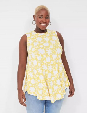 Women Lane Bryant Max Swing Sleeveless High-Neck Tunic T Shirts Yellow | TCG6761FN