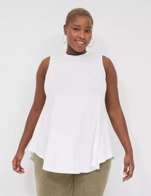 Women Lane Bryant Max Swing Sleeveless High-Neck Tunic T Shirts White | RWG2633RI