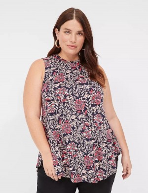 Women Lane Bryant Max Swing Sleeveless High-Neck Tunic T Shirts Pink Coral | LYF6131XF