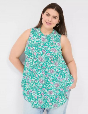 Women Lane Bryant Max Swing Sleeveless High-Neck Tunic T Shirts Light Turquoise | NOX1260KW