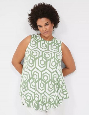 Women Lane Bryant Max Swing Sleeveless High-Neck Tunic T Shirts Green | TOC903SW