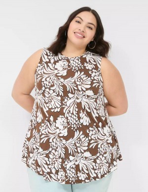 Women Lane Bryant Max Swing Sleeveless High-Neck Tunic T Shirts Brown | UWI8031YW