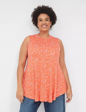 Women Lane Bryant Max Swing Sleeveless High-Neck Tunic T Shirts Orange | VMG6768WL