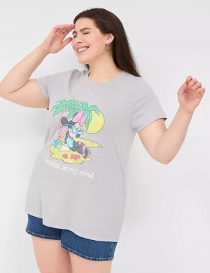Women Lane Bryant Minnie Sunshine On My Mind Graphic Tee T Shirts Grey | QLB7287XE