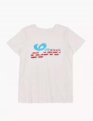 Women Lane Bryant Modern Americana Love Graphic Tee T Shirts White | AOR5571XT