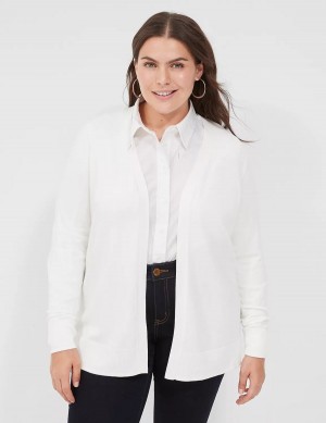 Women Lane Bryant Modern Long-Sleeve Open-Front Cardigan White | PVH9889IF