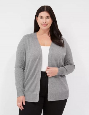 Women Lane Bryant Modern Long-Sleeve Open-Front Cardigan Grey | PVI5845HL
