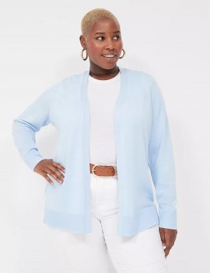 Women Lane Bryant Modern Long-Sleeve Open-Front Cardigan Blue | VIV4960BA