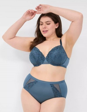 Women Lane Bryant Modern Romance Lightly Lined Demi Bralettes Blue Grey | VBE4416AH