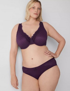 Women Lane Bryant No-Show Lace-Back Hipster Panty Purple | VKV4842OX