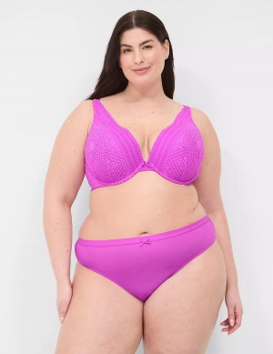 Women Lane Bryant No-Show With Lace Back Thong Panty Light Purple | EBC4453CS
