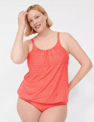 Women Lane Bryant No-Wire Blouson Tankini Bikini Top Coral | CRS9085VE