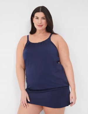 Women Lane Bryant No-Wire Blouson Tankini Bikini Top Blue | XWS4590LO