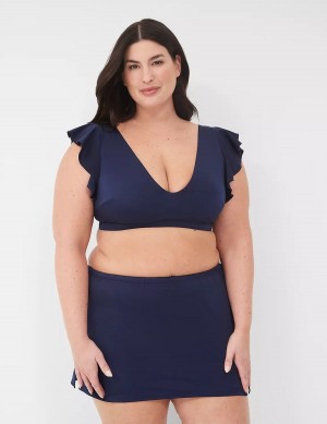 Women Lane Bryant No-Wire Flutter-Sleeve Bikini Top Blue | JOY6187VO