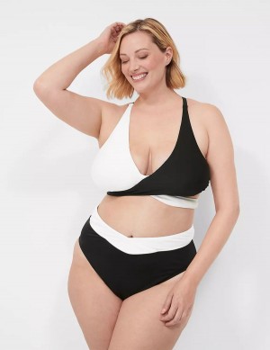 Women Lane Bryant No-Wire Tie-Back Bikini Top Black | KQW1482UD
